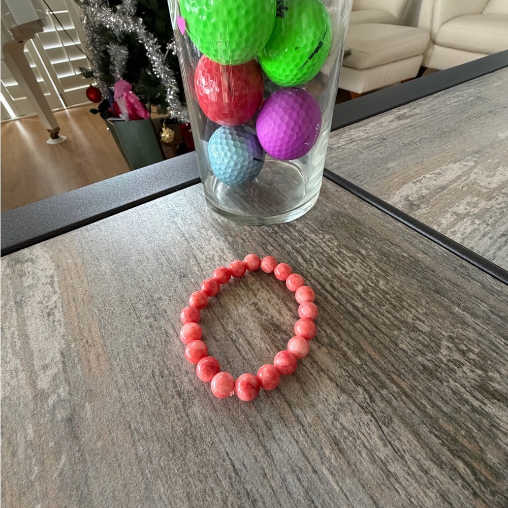 Salmon Pink Beaded Bracelet